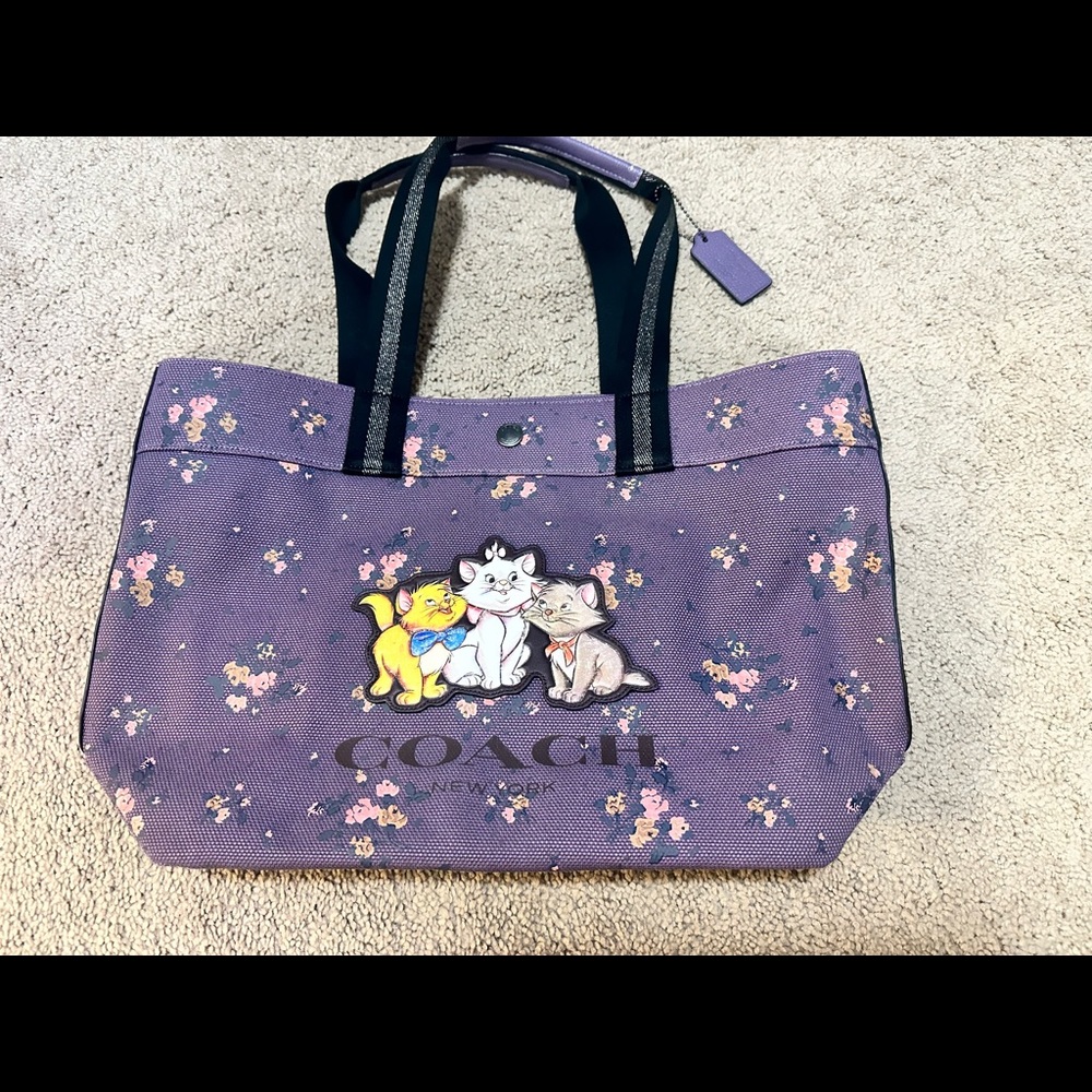 COACH X DISNEY ARISTOCATS PLUM PURPLE LAVENDER TOTE Bag